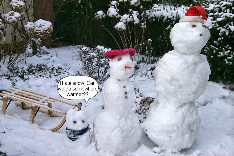 Snowman children don't like snow